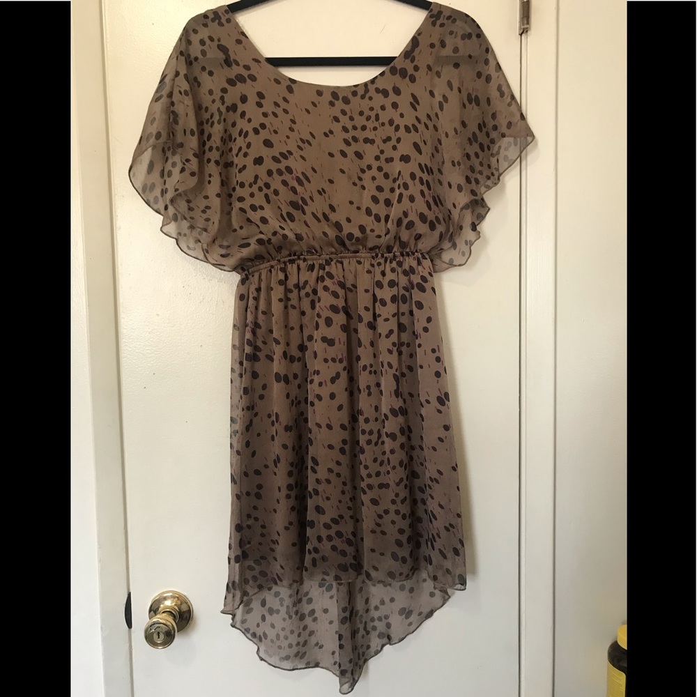 Brown with black and purple dress